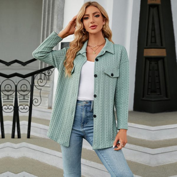 Women's Jacquard Casual Jacket – Single-Breasted Loose Long-Sleeved Coat - Image 4