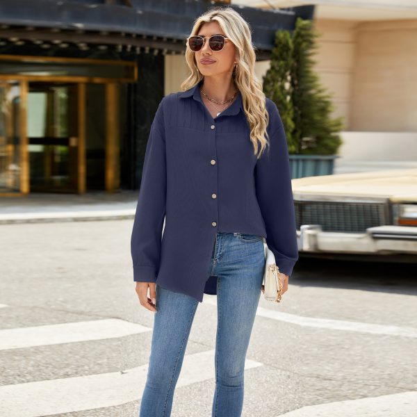 Women's Loose Long-Sleeved Shirt – Casual Button-Up Coat - Image 2