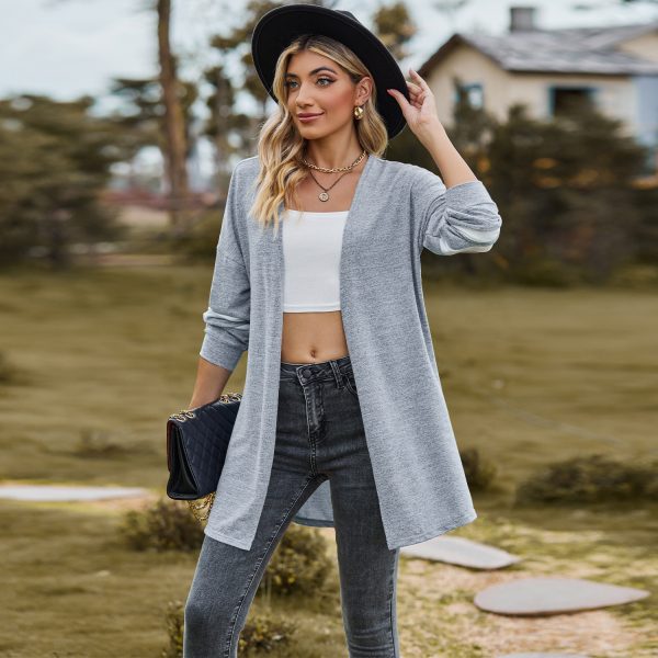 Women's Color Block Knitted Cardigan – Long-Sleeved Sweater Coat - Image 6
