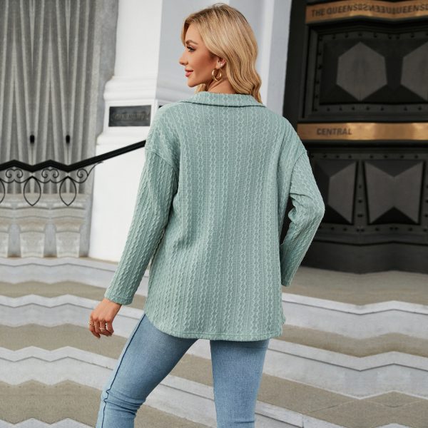 Women's Jacquard Casual Jacket – Single-Breasted Loose Long-Sleeved Coat - Image 7