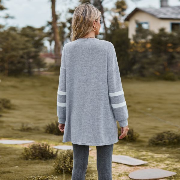 Women's Color Block Knitted Cardigan – Long-Sleeved Sweater Coat - Image 7