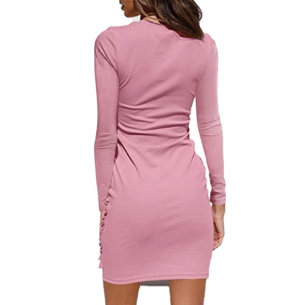 Women's Long-Sleeved Knotted Dress – Elegant Slim-Fit Casual Look - Image 2