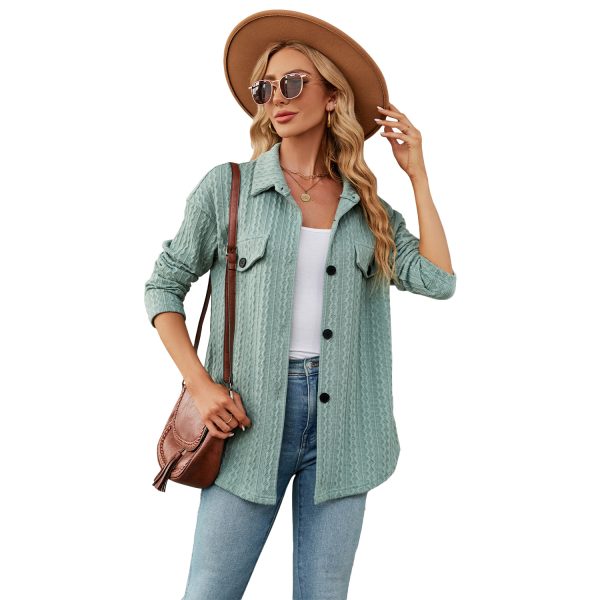 Women's Jacquard Casual Jacket – Single-Breasted Loose Long-Sleeved Coat