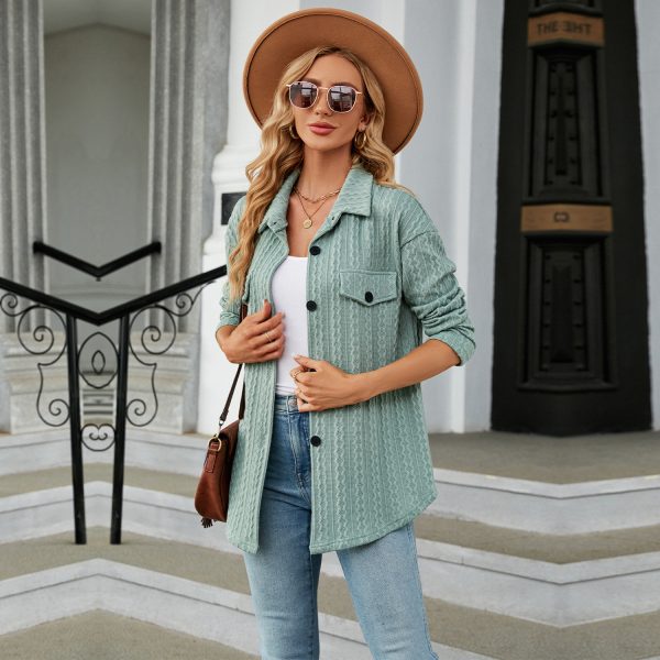 Women's Jacquard Casual Jacket – Single-Breasted Loose Long-Sleeved Coat - Image 6