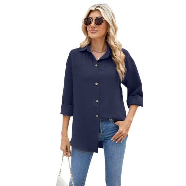 Women's Loose Long-Sleeved Shirt – Casual Button-Up Coat