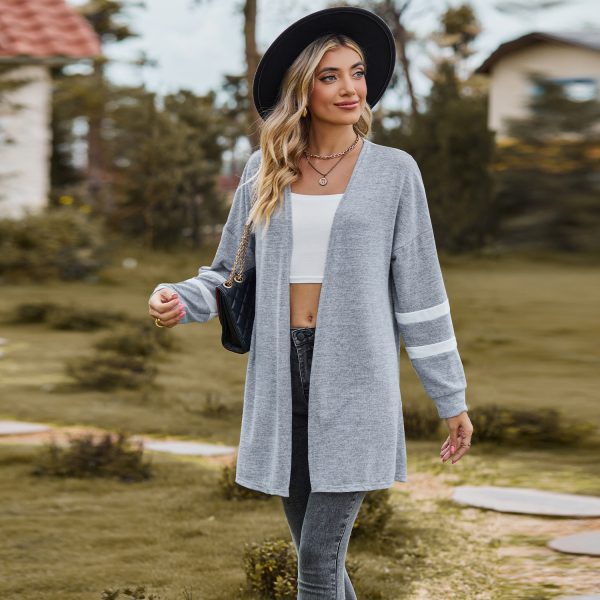 Women's Color Block Knitted Cardigan – Long-Sleeved Sweater Coat - Image 4